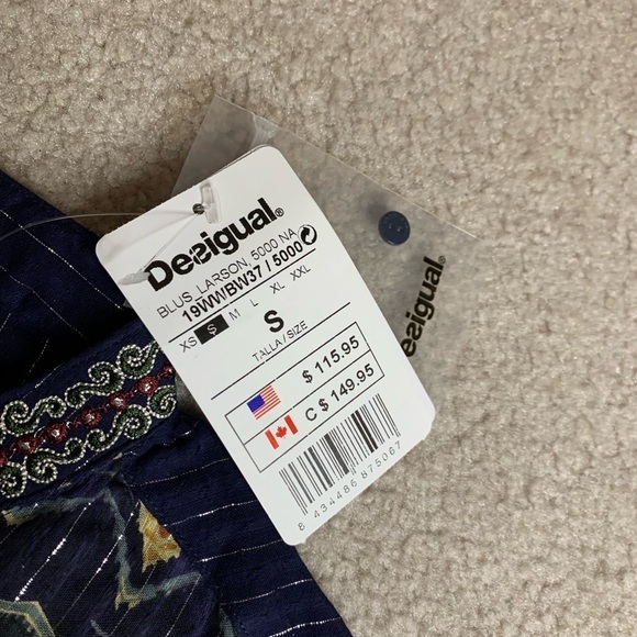 NWT Desigual Larson Top Boho Embroidered Women Euro Small Cotton Blend - Picture 11 of 11